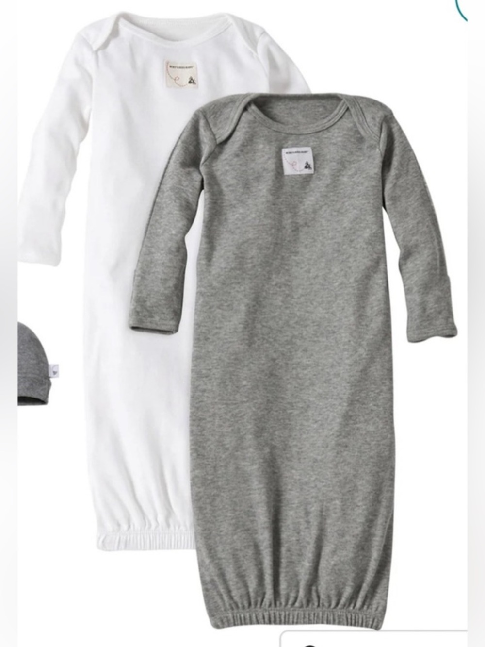 Burt’s bees baby Newborn Gray and White Sleep Gowns Long Sleeve Cotton Pajamas